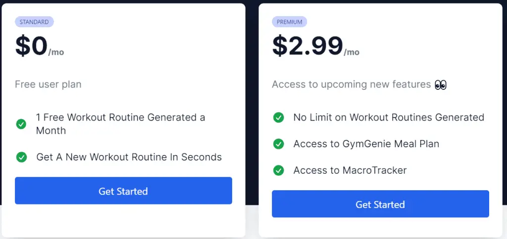 gymgenie plans