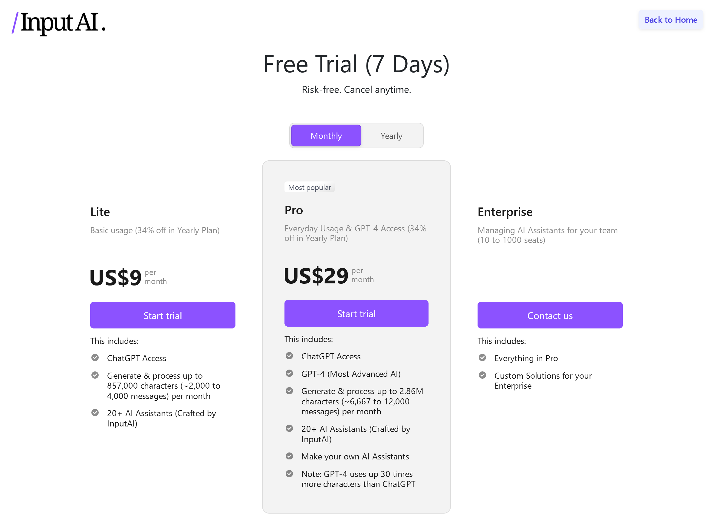 inputai pricing