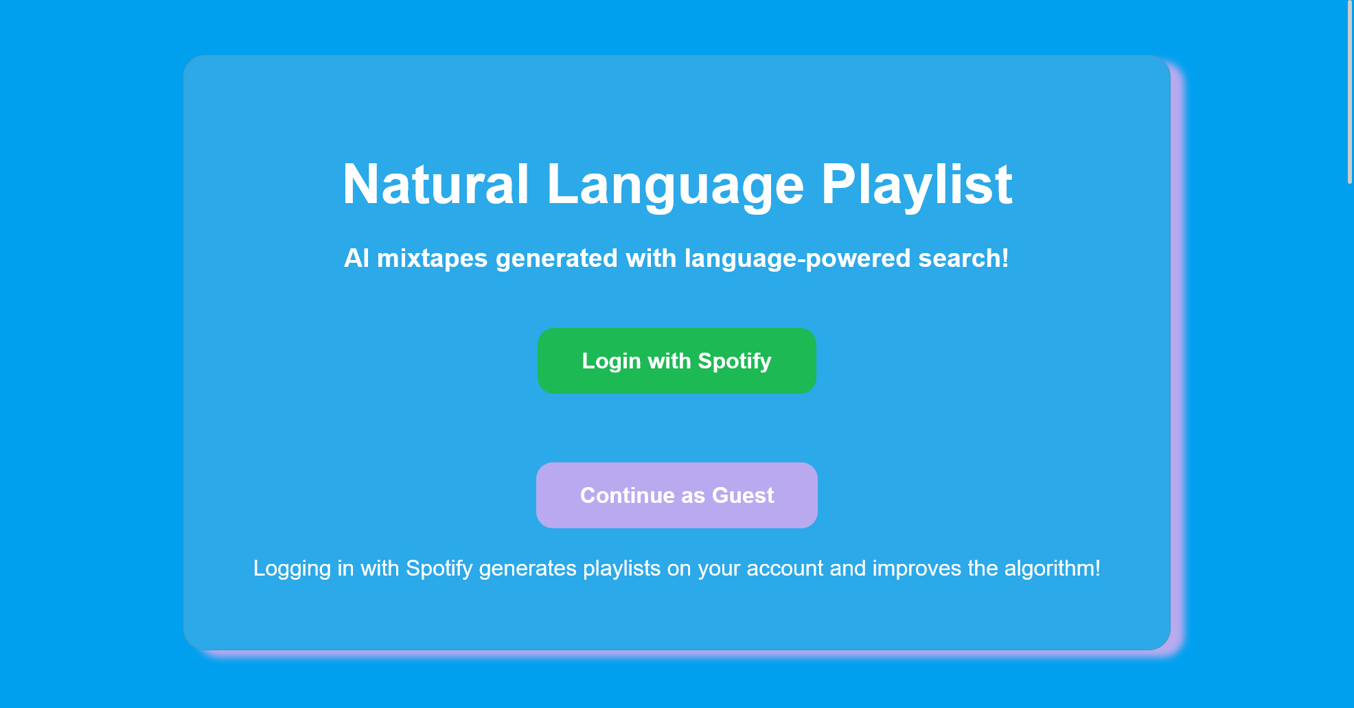 Natural Language Music Playlist